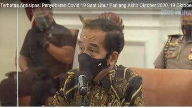 Tangkap layar saat Presiden Joko Widodo memimpin rapat terbatas di Istana Merdeka yang disiarkan Youtube Channel Sekretariat Presiden, Senin (19/10). (foto: screenshot)