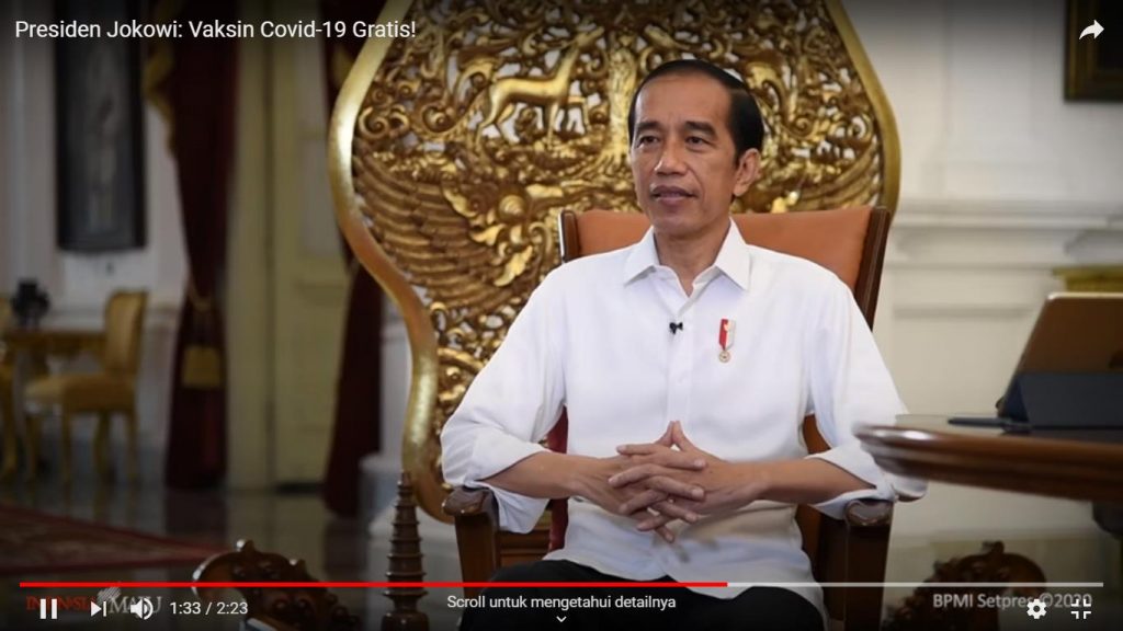 Presiden Joko Widodo dalam tayangan YouTube Sekretariat Presiden, Rabu (16/12). (Foto: Screenshot)