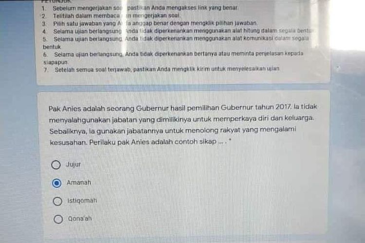 Berikut ini merupakan salahsatu soal ujian yang viral di media sosial. (Foto: Istimewa)