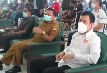 Ketua Komisi III DPRD Kabupaten Sumedang, H. Mulya Suryadi, S.Pd, M.Kom (tiga dari kanan) saat menghadiri Musyawarah Olahraga Kabupaten Sumedang yang diselenggarakan KONI Sumedang di Islamic Center Sumedang, Selasa (12/1/2021). (Foto: Humpro DPRD Sumedang)
