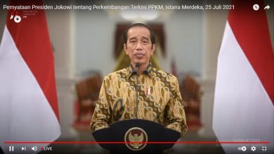 Presiden Joko Widodo dalam siaran pers melalui Youtube Sekretariat Presiden, Minggu (25/7/2021). (Foto: tangkap layar)