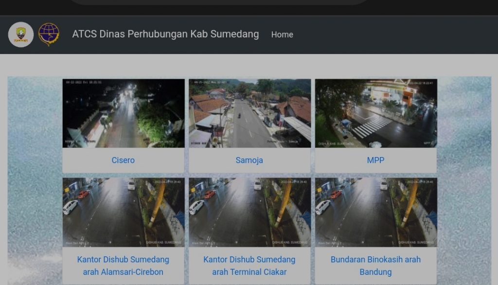 Tangkapan layar aplikasi ATCS Dishub Sumedang