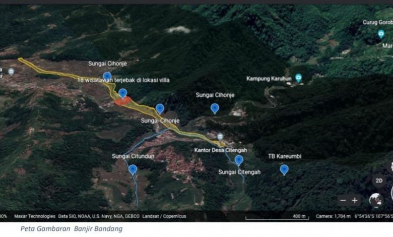 Peta Gambaran Banjir Bandang Citengah (foto:WALHI Jabar)